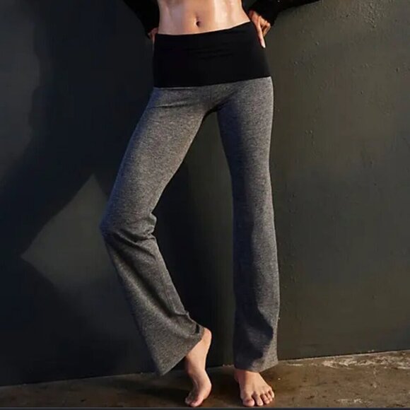 Free People Pants - #69 NWT Free People Never Better Heather Blocked Foldover Pants in Black